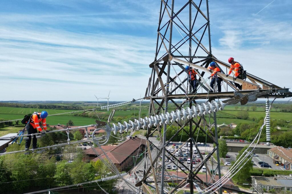 workers on pylon